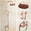 8-inch Wall Mounted Shower Faucet Set with Hand Shower in Vintage Rose Gold Finish