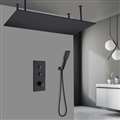 Gorizia 20*40" Matte Black Thermostatic Ceiling Mount Rainfall Shower System with Square Handheld Shower