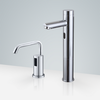 BathSelect Dax Touchless Chrome Motion Sensor Faucet & Automatic Liquid Foam Soap Dispenser for Restrooms