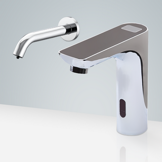 BathSelect Geneva Chrome Digital Display Motion Sensor Faucet & Automatic Soap Dispenser for Restrooms