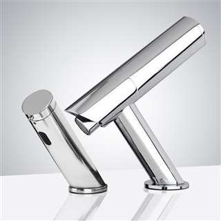 Mugla Commercial Chrome Finish Sensor Faucet & Automatic Soap Dispenser For Restrooms