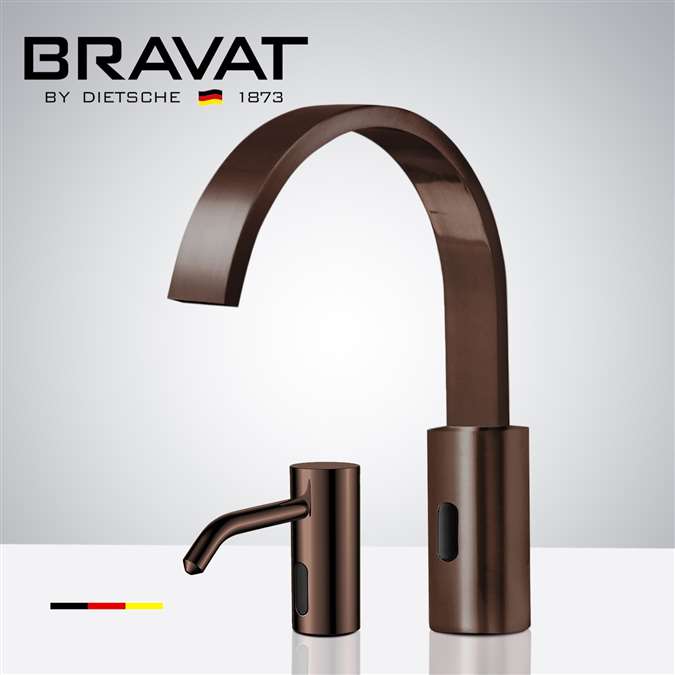 Fontana Bravat High Quality Motion Sensor Faucet & Automatic Soap Dispenser for Restrooms in Oil Rubbed Bronze