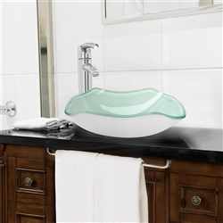 Siena Scalloped Bowl Shaped Tempered Glass Bathroom Sink