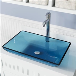 Genoa Aqua Colored Glass Vessel Bathroom Sink