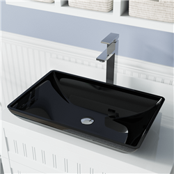 Lyon Black Colored Glass Vessel Bathroom Sink