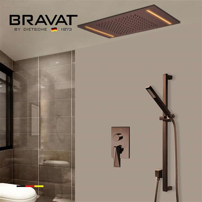 BathSelect Bravat Shower Set with Rainfall Shower Head and Slide Bar Hand Shower