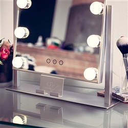 BathSelect Beautiful LED Make-Up Multi Purpose Mirror With Touch Control & Phone Cradle- Silver Vanity Mirror
