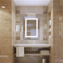 BathSelect Bright & Clear Reflection White LED Back light Wall Mirror With Silver Rectangular Frosted Strip