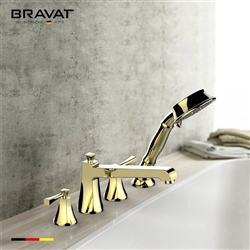 Bravat Gold Finish Bathtub Faucet With Dual Handle