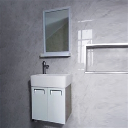Romania Contemporary Wall Mount Bathroom  Mirror And Vanity Cupboard With Ceramic Sink