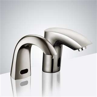 Commercial Automatic Sensor Faucet in Brushed Nickel Finish with Soap Dispenser