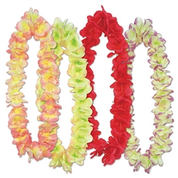 Whether you planning a Jungle, Luau or Cruise party, your guest will love this colorful Aloha Floral Lei four piece set. Each package includes four 36.5" leis with colors as pictured. Not intended for children.