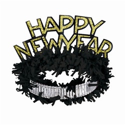 Black and Gold Happy New Year Regal Tiara