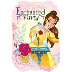 The Beauty and the Beast Invitations will alert guests of a very special event for your little princess. Space to notate the event date, time, and location along with a printed image of Belle and her roses. Complete set of 8 invitations and envelopes.