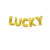 The Lucky Balloon Banner Kit - Gold will set the stage for your next casino night party. Each gold foil shaped letter balloon inflates with air to 14 inches in height. Attach them to the included 9 foot ribbon to form the word LUCKY.