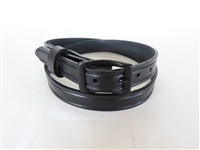 42" Black Full-Grain Leather Belt Creased