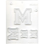 Collegiate Letters "M" Chocolate Mold greek fraternal NCAA basketball