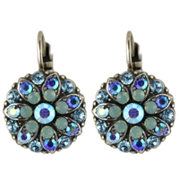 Mariana Guardian Earrings with Aquamarine, Light Sapphire, and Pacific Opal Swarovski Crystals and .925 Silver Plated.