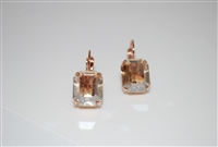 Mariana Earrings with Emerald Cut Champagne Crystals set in Rose Gold Plating