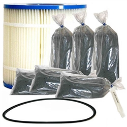 Inland Seas Nu-Clear Canister Filter Replacement Cartridge, 100 Micron, with O-Ring & Lubricant & Carbon 6-Pack Package
