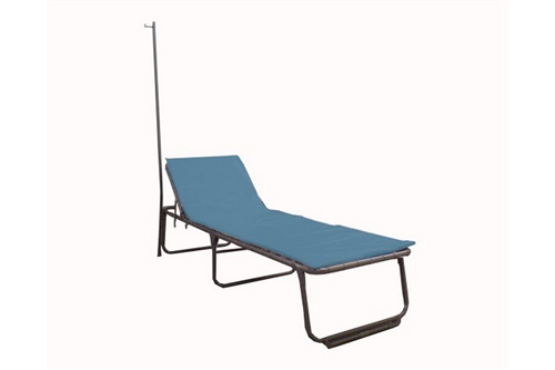 F-EM-262A - ECONOMY PORTABLE FIELD HOSPITAL BED / COT WITH FR MATTRESS & IV POLE