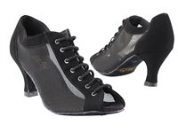 Style 1643 Black Nubuck & Black Mesh - Women's Dance Shoes | Blue Moon Ballroom Dance Supply