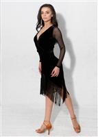 Style Carmen Fringe Dress Black Velvet - Women's Dancewear | Blue Moon Ballroom Dance Supply