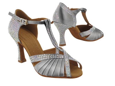 Style S1010CC Crystal Grey Satin - Women's Dance Shoes | Blue Moon Ballroom Dance Supply