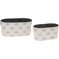 Oval Distressed Bee Buckets (Set of 2)