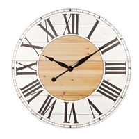 8248 - Renata Oversize Shiplap Wall Clock - White/Walnut