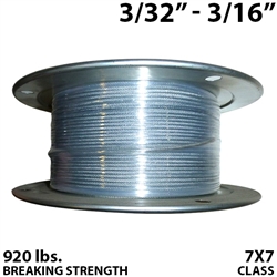 3/32" - 3/16" 7X7 Vinyl Coated Aircraft Cable