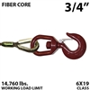 3/4" Fiber Core Winch Line with Thimbled Eye and Swivel Eye Hoist Hook