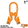 1" X100 Grade 100 Master Link with (2) 1/2" Eye Grab hook with Adjuster for 2 leg sling.