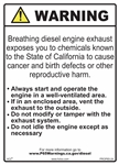 Diesel Engine Exhaust Prop 65 Sign