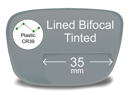 Lined Bifocal 35mm Plastic Tinted Prescription Eyeglass Lenses