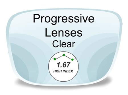 Progressive (no-line) High Index 1.67 Prescription Eyeglass Lenses