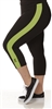 Plus Size Capri Pants - Black with Apple Green Stripes