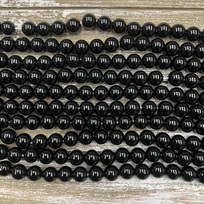 10mm Black Onyx Large Hole Beads - Short Strand