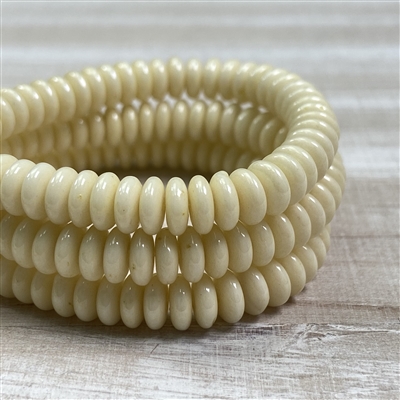kelliesbeadboutique.com | 6mm Disk Spacer - Ivory Opaque with Ivory Luster