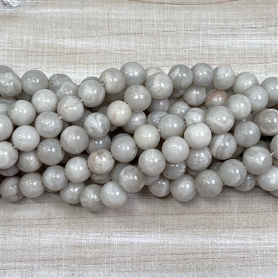 kelliesbeadboutique.com | 10mm White Lace Agate Large Hole Beads - Short Strand
