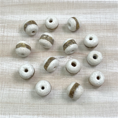 kelliesbeadboutique.com | 14mm White Kente Krobo Beads