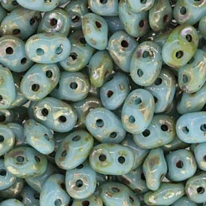 Turquoise Blue Picasso Super Duo Beads